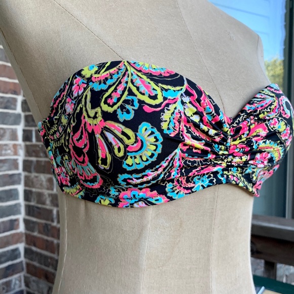 Victoria's Secret Other - Victoria’s Secret Swim Bikini Bandeau Black Paisley Top - 34C